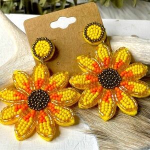 NEW Beaded Sunflower Earrings!